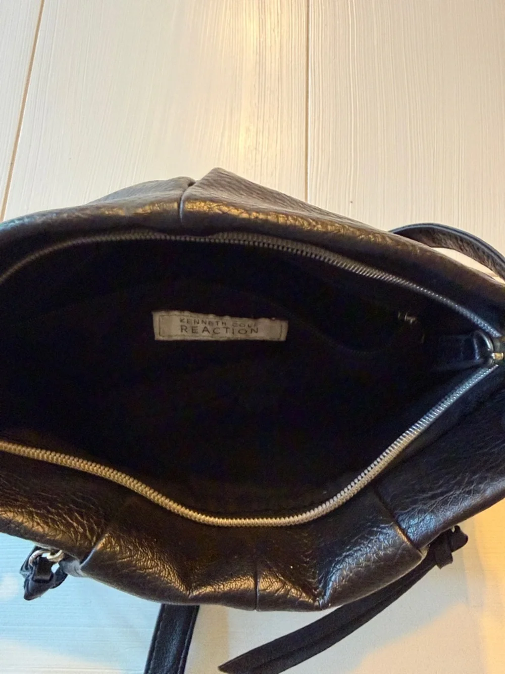 Kenneth Cole Reaction Black Pebbled Leather Crossbody Bag